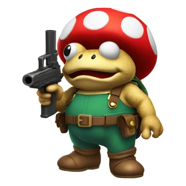 Toad Mario with gun sticker