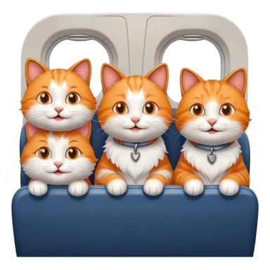 4 happy cats on an airplane sticker