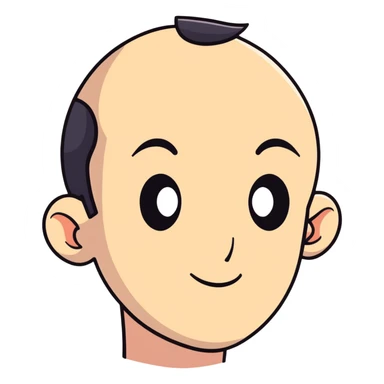 Man with an exaggerated huge forehead, funny character, male face sticker