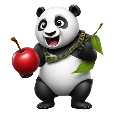 Panda with grenade in one hand and giant cherry in other hand  sticker