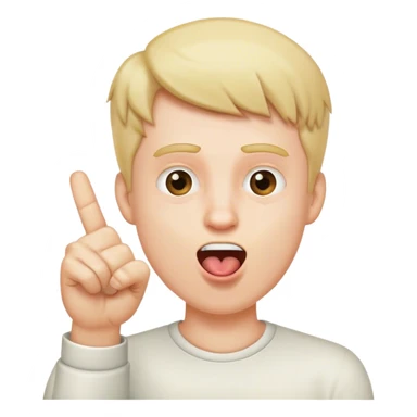 white male put his finger up and open mouse sticker