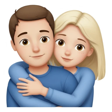 Un homme fait un câlin à sa sœur. Au dessus d’eux il y a le texte ´Gros câlin’ sticker