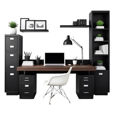 A Black and White styled Home Office desk sticker