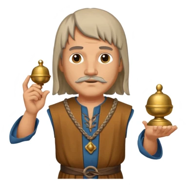 a white merchant in medieval time with a bell in his hand sticker