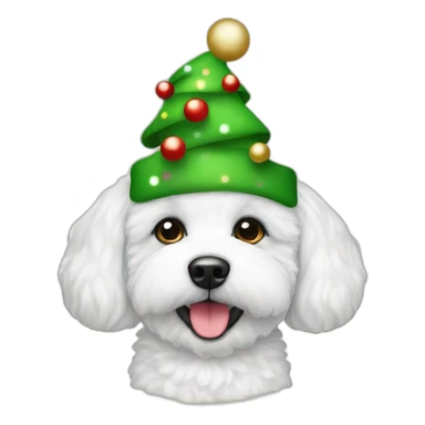 bichon dog-christmas hat sticker
