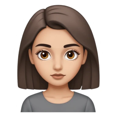 Hidjab girl that is wearing gray dress, and her brow is thick so her eyelash is tall sticker