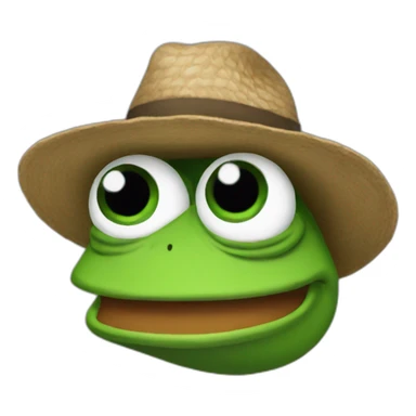 pepe the from wearing a hello hat sticker