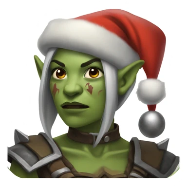 orc female warrior with santa hat sticker