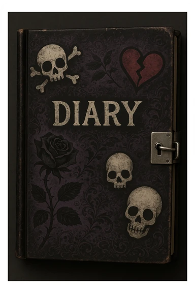 emo style diary with lock sticker