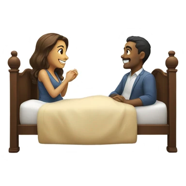 A man and a woman are lying on a bed, smiling and talking. sticker