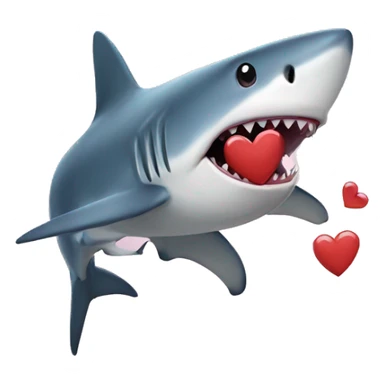shark holding a heart sticker