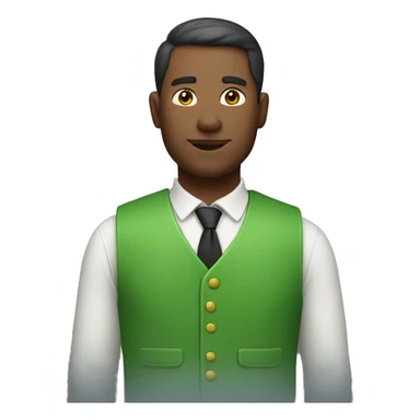 a man with a green vest sticker