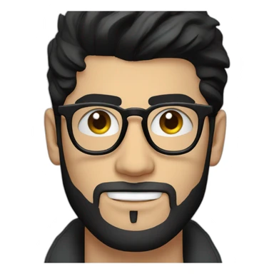 zayn malik with black hair and beard and spectacles and macbook sticker