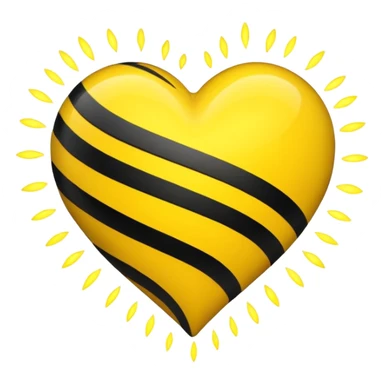 yellow heart with black stripes, pulsating with yellow energy particles sticker