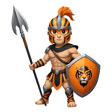 Spartan tiger warrior with helmet and spear sticker