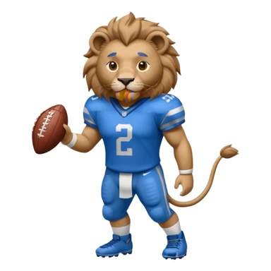 blue color lion wearing american football jersey sticker