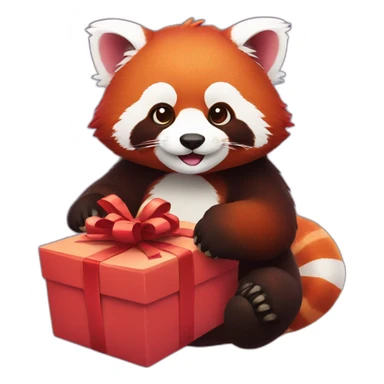The red panda is holding a gift sticker
