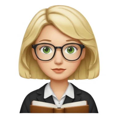 librarian teacher with short wavy blonde hair with a middle part and green eyes sticker