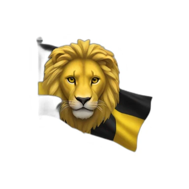 drapeau jaune avec un lion noir sticker