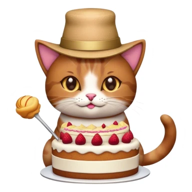 cat with a hat and cake sticker