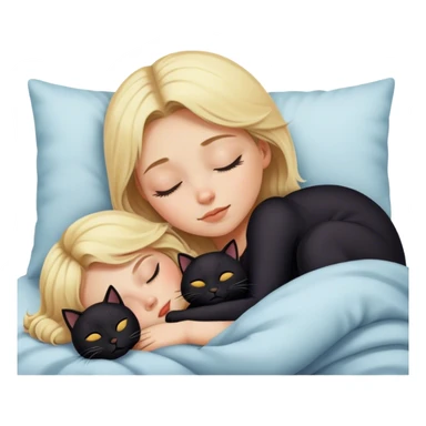 blonde girl sleeping with a black cat sticker
