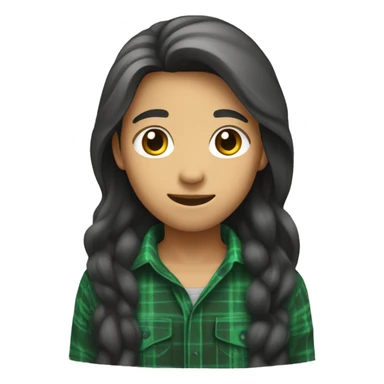 Tan long haired asian with green flannel sticker