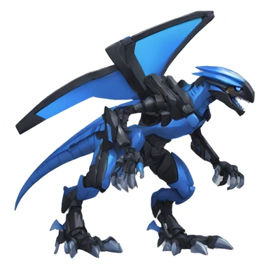  Cool Edgy Futuristic Black Blue Digimon-Fakemon-Raptor-Dragon-Mecha full body sticker