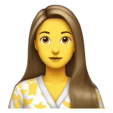 Brown straight long hair white woman wearing pikachu pyjama sticker