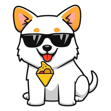 Dog with food and sunglasses  sticker