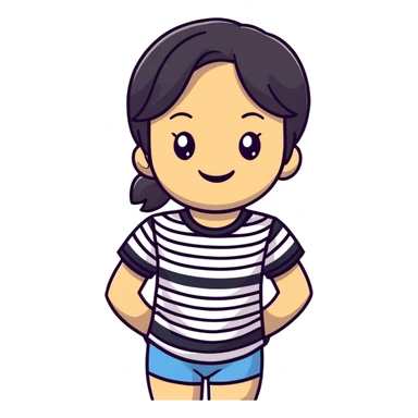 smiling girl in striped shirt sticker