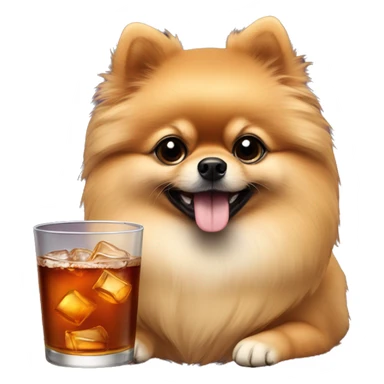 Pomeranian black with a bourbon drink sticker