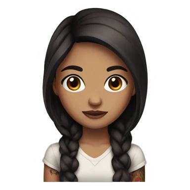 Girl with brown eyes, long dark brown hair, and tattoos sticker