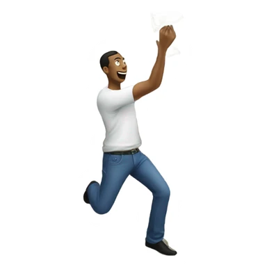 man throwing dollar bills at a house sticker