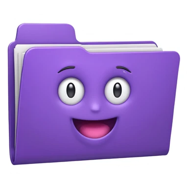 purple folder with papers inside, slightly messy and a little wonky, slightly 3d apple style emoji sticker