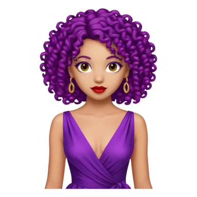 Fashion Model with Purple Curls, red dress sticker