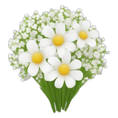 white flower and baby breath flower bouquet  sticker