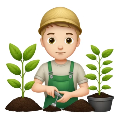 diligent young white male gardener planting sticker