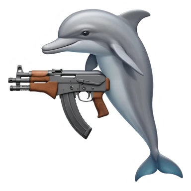 Dolphin with a Ak 47 sticker