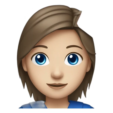 Girl with brown hair and blue eyes holding the flag of Japan sticker