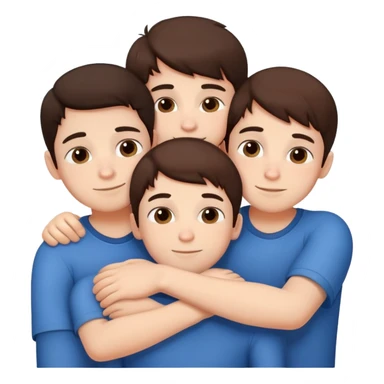 Three cute young brunette brothers hugging each other sticker