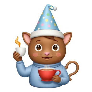 Labubu enjoying tea time, playful and iconic sticker