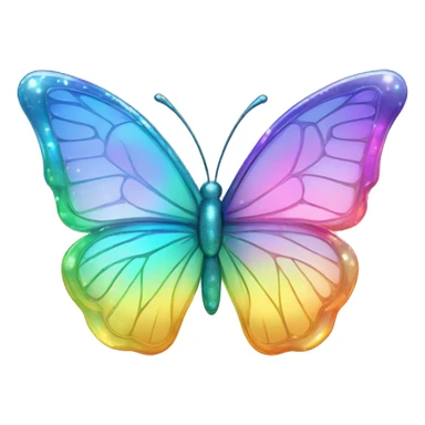 Sparkly Pastel rainbow-gradient iridescent glass butterfly sticker