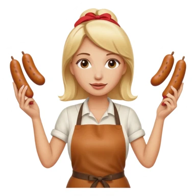 Naked blonde with both hands holding weiner sticker