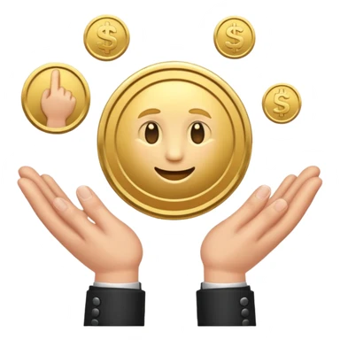 getting coin money with two hand sticker