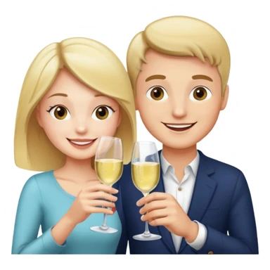 man and girl clinking sparkling wine glasses, cheerful sticker