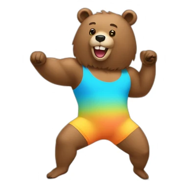 Bear wearing a unitard doing aerobics sticker