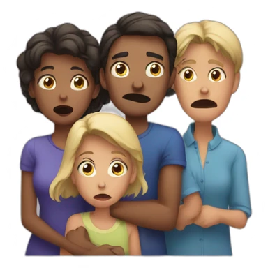 Scared family of 4 people sticker