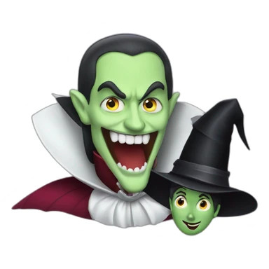 Dracula bitting a wicked witch neck sticker