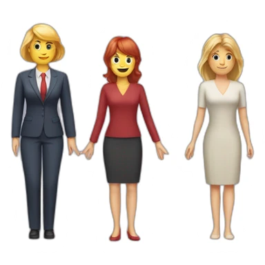Redhaired middleaged woman with Bangs and Long Hair Holding hands with middleaged blond CEO woman with short hair sticker