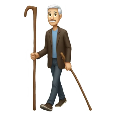 Man with walking stick  sticker